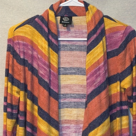 Bobeau Womens Cardigan Small Rayon Polyester Striped Open Casual‎ Colorful New - Picture 3 of 6